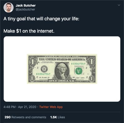 Freedom comes down to $1. Generated online.