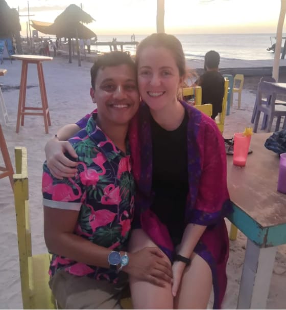 Amar and his wife Fran at the beach
